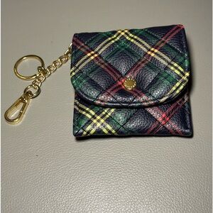 Steve Madden Faux Leather Clip On Wallet/Key Holder Plaid. EUC